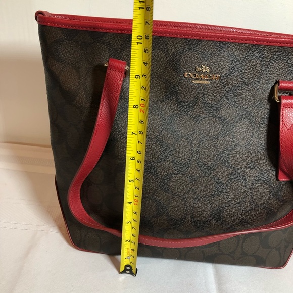 NWT COACH PURSE. Brown with red accents. Gold hardware. Medium size. - Picture 10 of 12